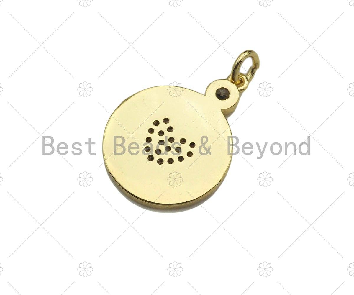 Enamel Colorful Heart On Round Coin Pendant, Sku#L475