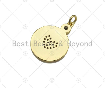 Enamel Colorful Heart On Round Coin Pendant, Sku#L475