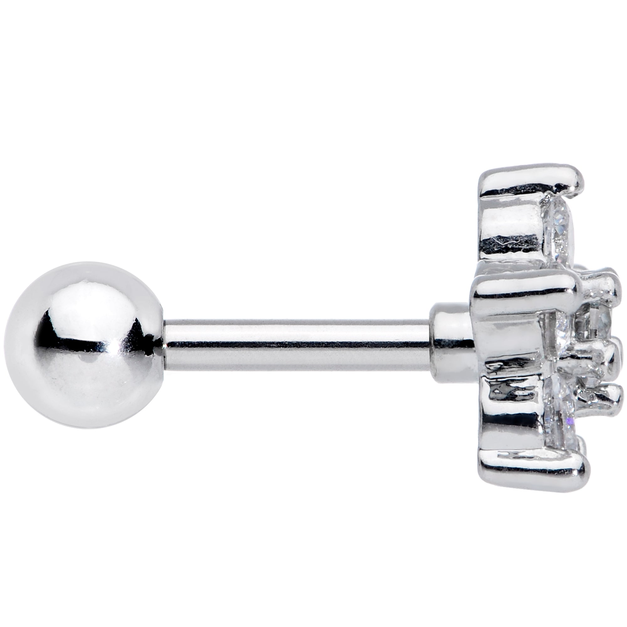 16G 5/16 Clear CZ Gem G23 Titanium Flower Cartilage Earring
