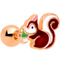 16G 1/4 Rose Gold Tone Snacking Squirrel Cartilage Tragus Earring