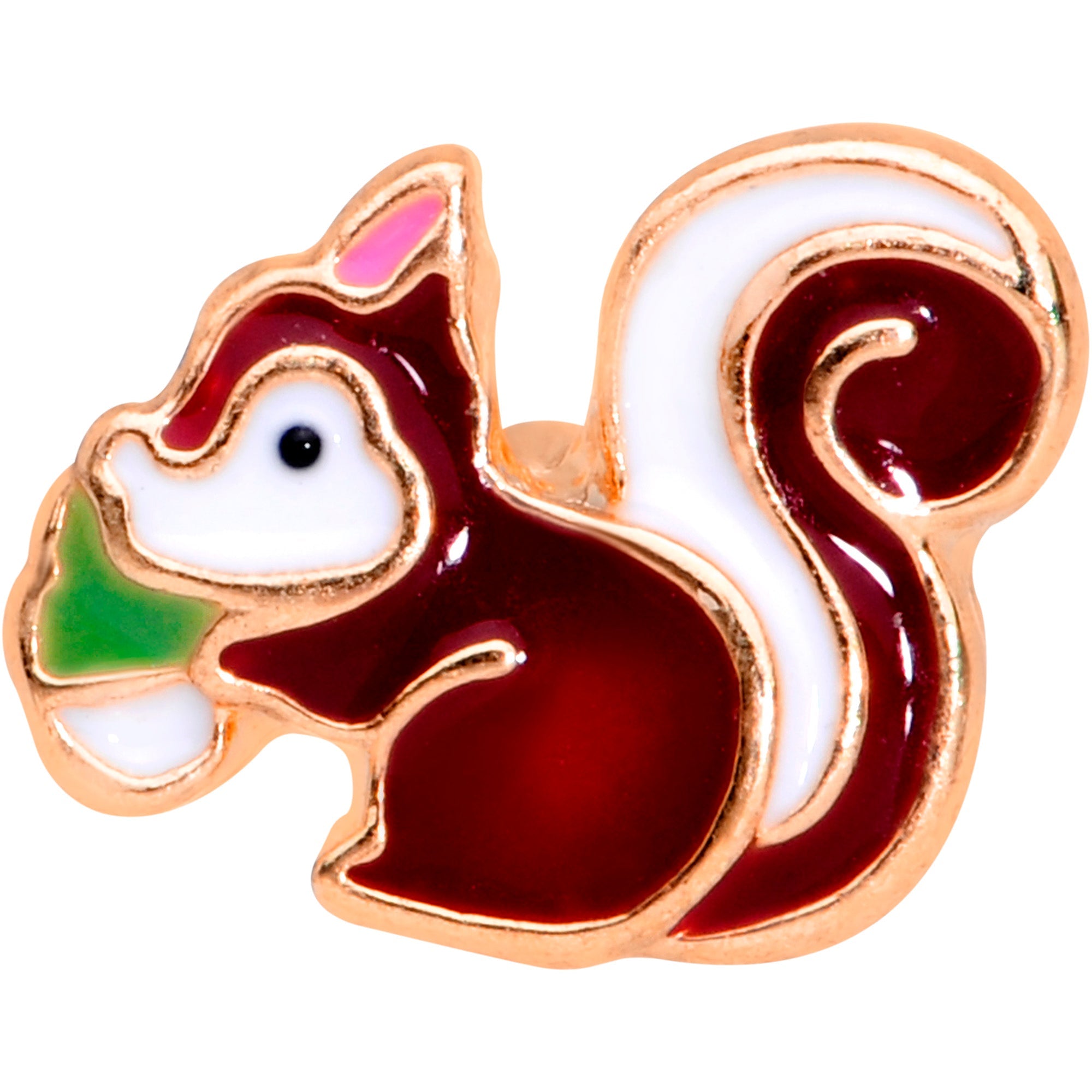 16G 1/4 Rose Gold Tone Snacking Squirrel Cartilage Tragus Earring