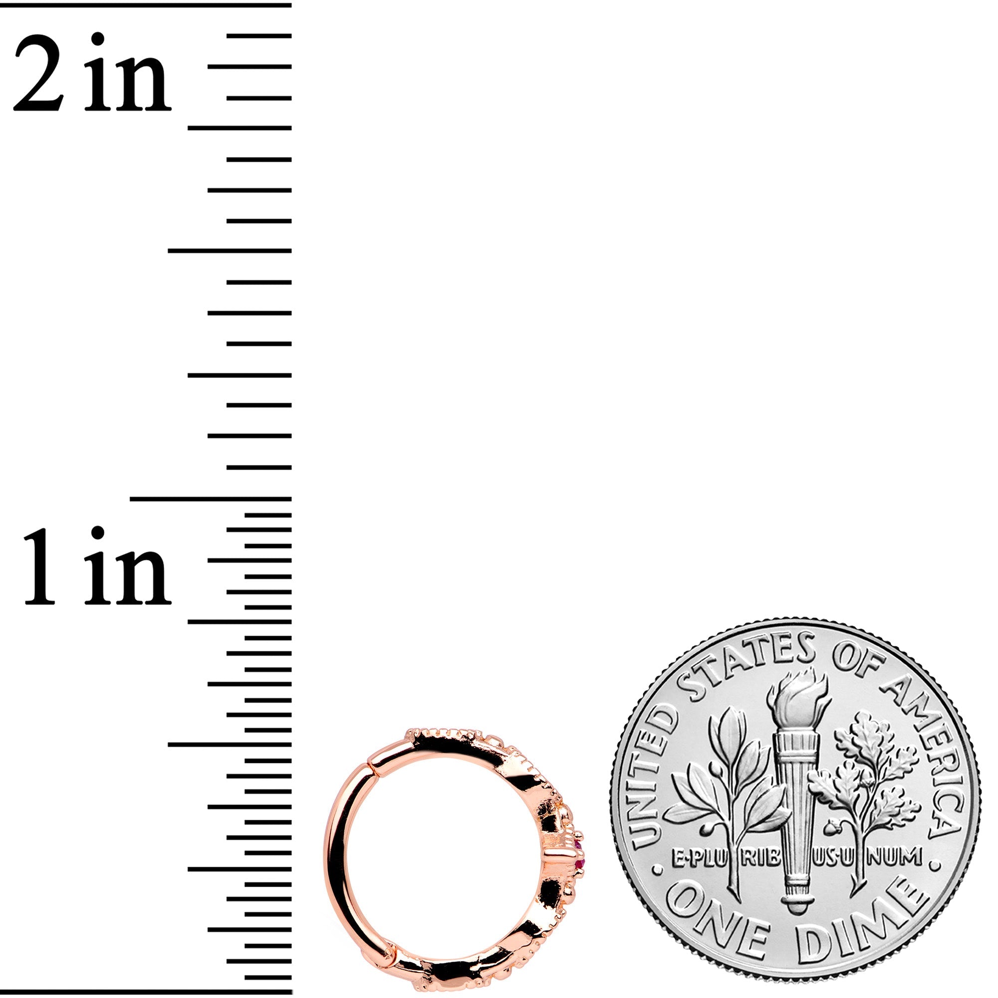 16G 3/8 Red Gem Rose Gold Tone Regal Cats Eye Hinged Segment Ring