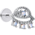 16G 5/16 White Faux Opal UFO Labret Monroe Tragus