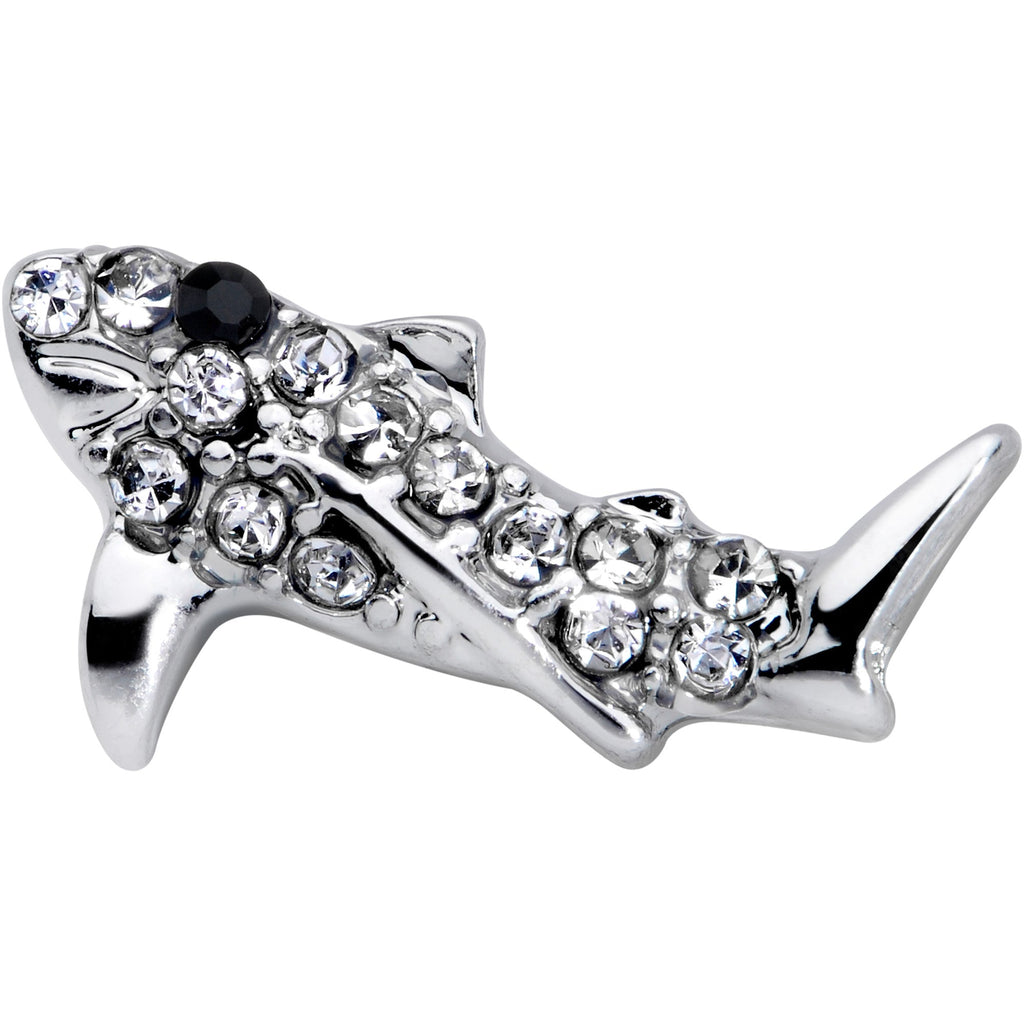 16G 1/4 Clear Black Gem Shark Cartilage Tragus Earring