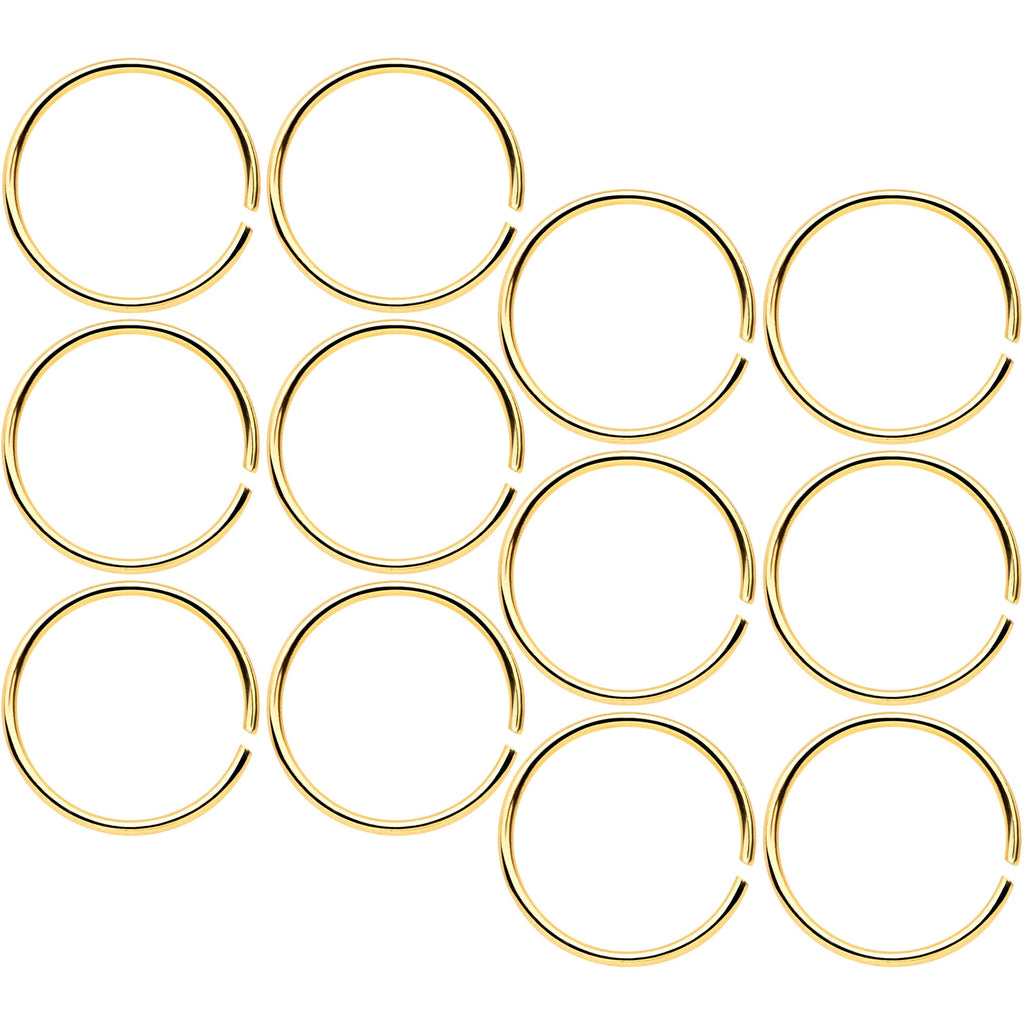 22G 5/16 Gold Tone Anodized Seamless Circular Ring Set of 12