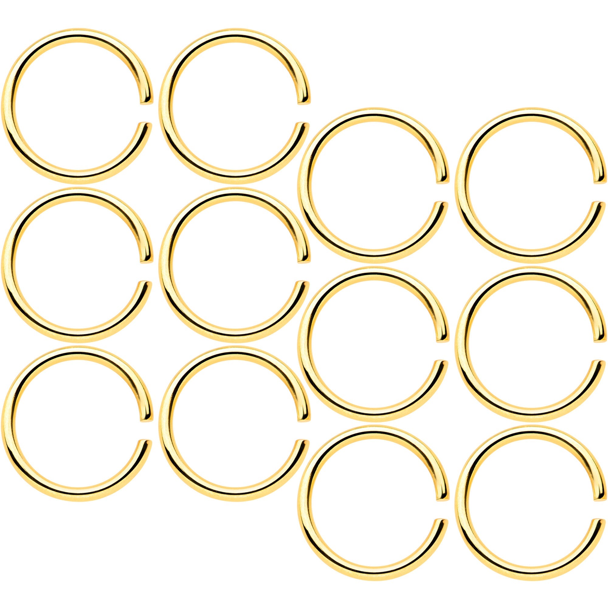 18G 5/16 Gold Tone Anodized Seamless Circular Ring Set of 12