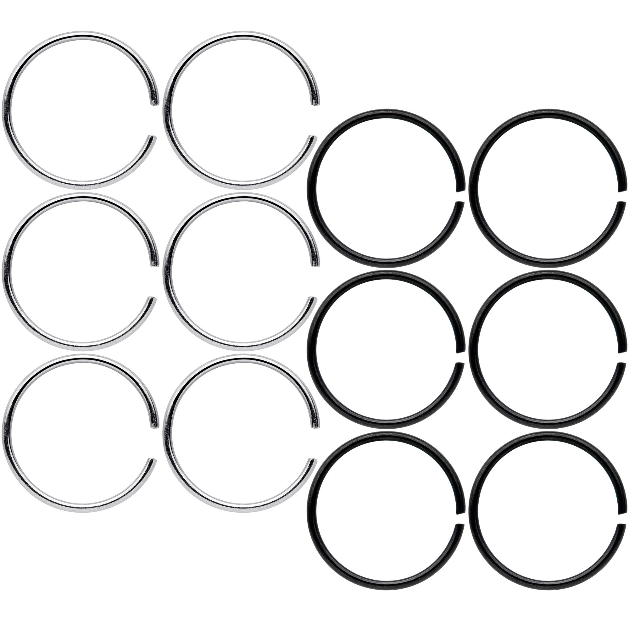 22G 5/16 Steel Black Anodized Seamless Circular Ring Set of 12