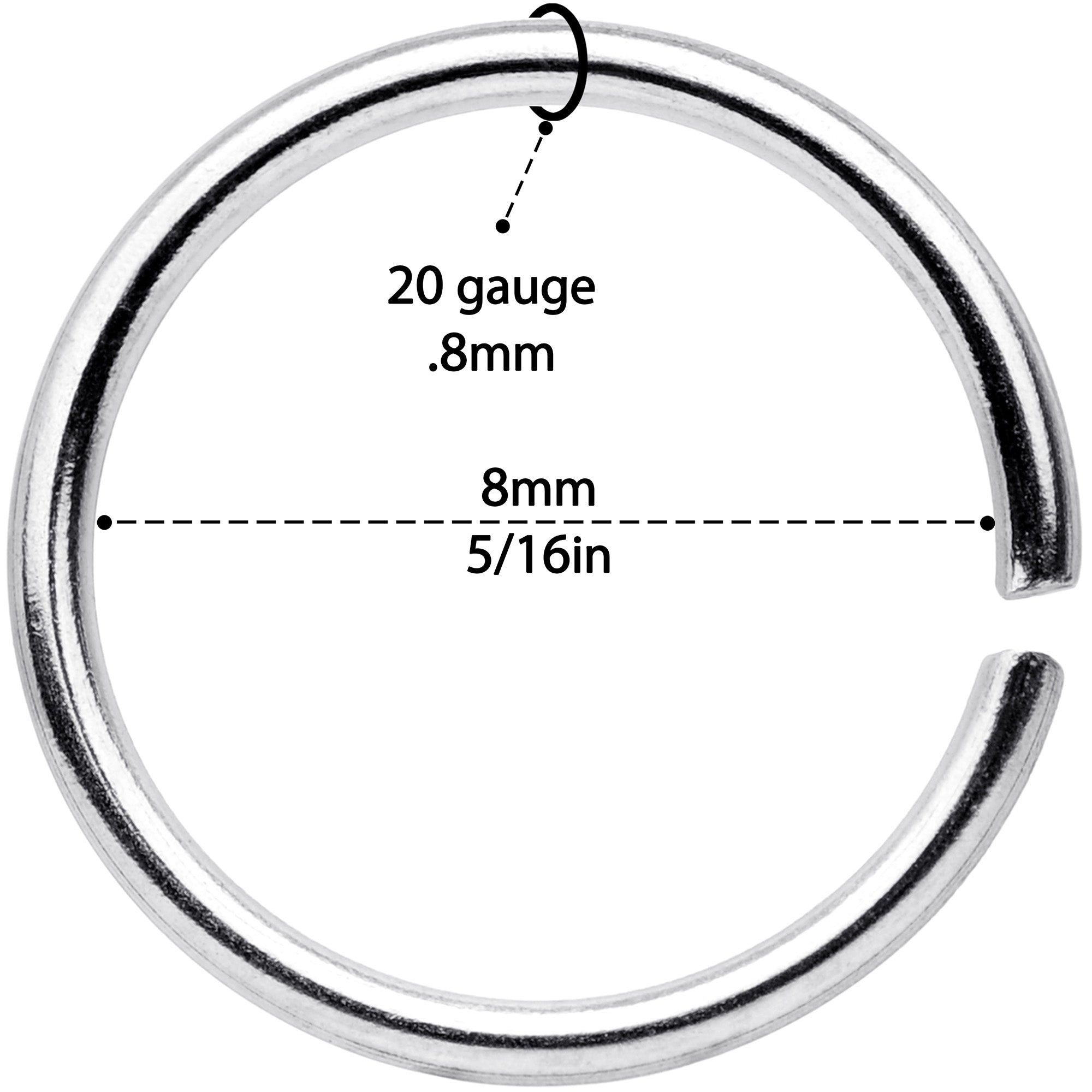 20G 5/16 Steel Black Anodized Seamless Circular Ring Set of 12