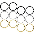 20G 5/16 Black Gold Tone Anodized Seamless Circular Ring Set of 12