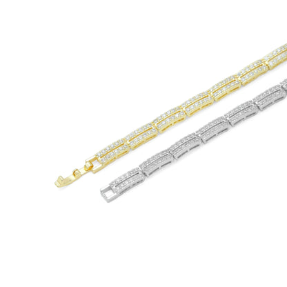 Clear CZ Double Rectangle Line Adjustable Bracelet, Sku#A349