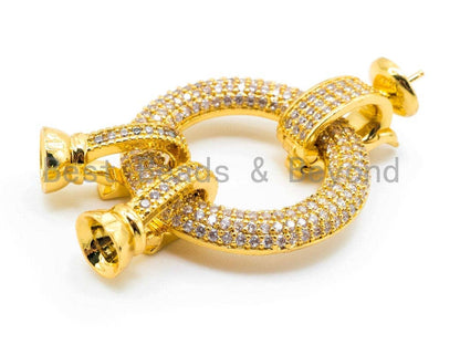 CZ Micro Pave Donut Clasp Buckle Interlock, CZ Micro Pave Interlocking Clasp Fastener, Leather Jewelry supplies, 48x29mm, sku#L157