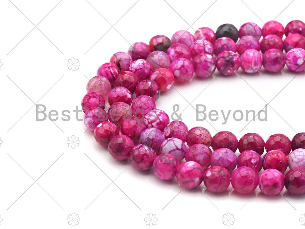 Hot Pink Fire Agate, Round Faceted/Smooth 6mm/8mm/10mm/12mm,SKU#UA115