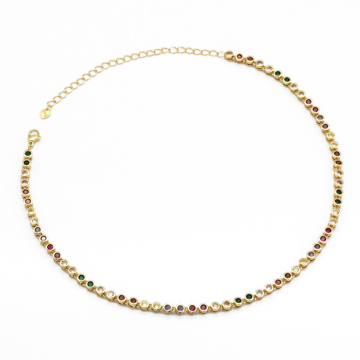 Multicolor CZ Chain Link Necklace,sku#LD416