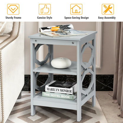 3-tier Nightstand Sofa Side End Accent Table-Black