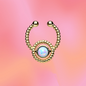 Roped Circle with Single Opal Non-Piercing Gold IP Septum Hanger