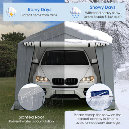 10 x 16/10 x 20 Feet Outdoor Heavy-Duty Carport with 2 Doors