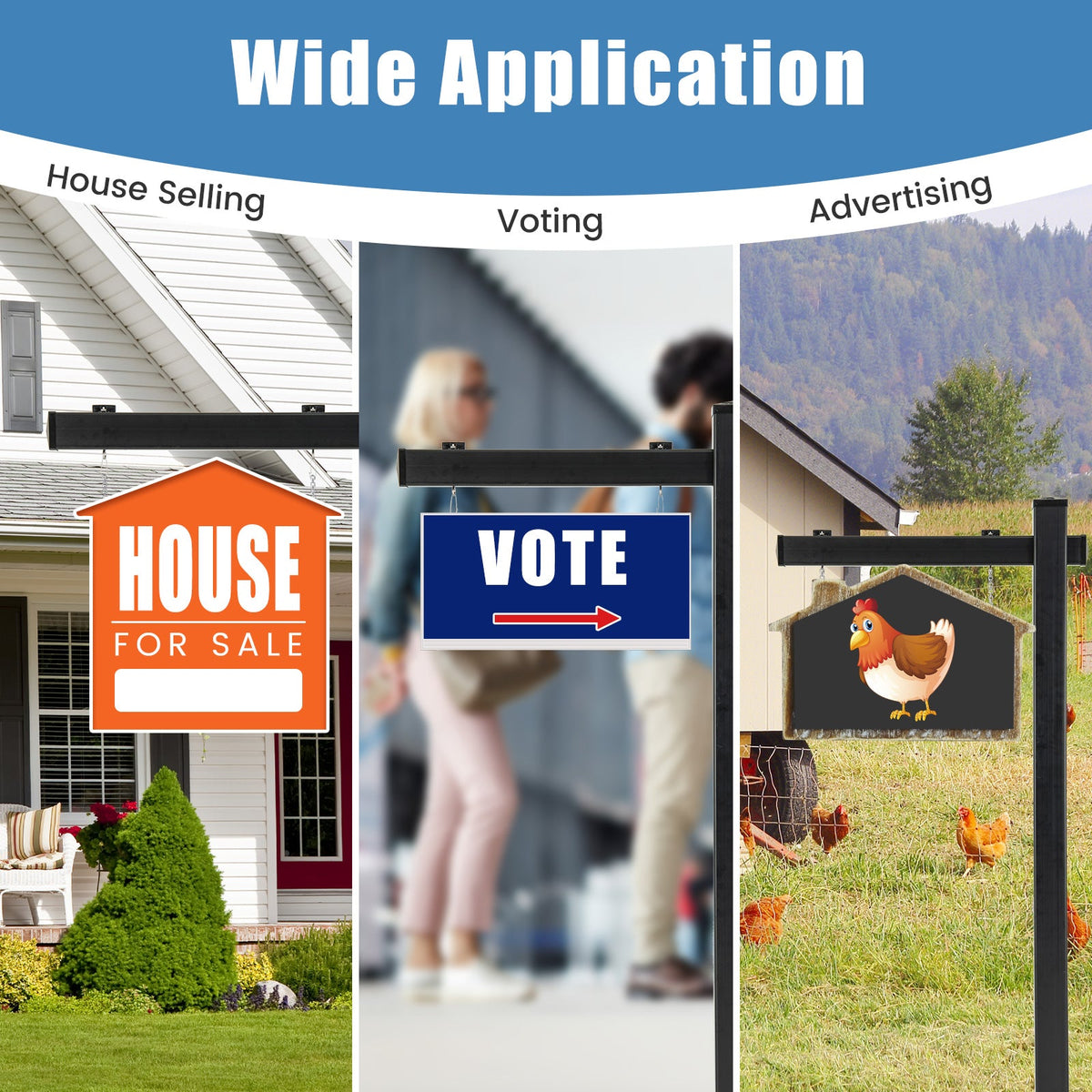 6 Feet Vinyl UPVC Real Estate Sign Post Realtor Yard Sign Post