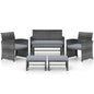 6 Pieces Patio Furniture Set Outdoor Sectional Conversation PE Rattan Sofa Set