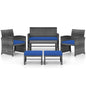 6 Pieces Patio Furniture Set Outdoor Sectional Conversation PE Rattan Sofa Set