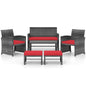 6 Pieces Patio Furniture Set Outdoor Sectional Conversation PE Rattan Sofa Set