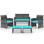 6 Pieces Patio Furniture Set Outdoor Sectional Conversation PE Rattan Sofa Set