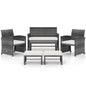 6 Pieces Patio Furniture Set Outdoor Sectional Conversation PE Rattan Sofa Set