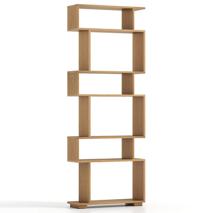6-Tier Geometric Bookshelf with 2 Anti-Tipping Kits for Home Office