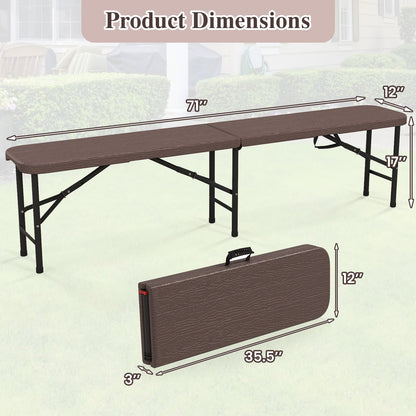 6 Feet Folding HDPE Bench with 1320 LBS Capacity and Handle Lock