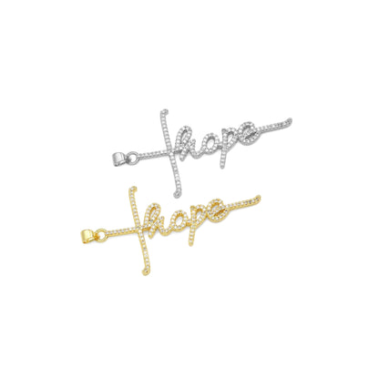 CZ Hope Words On Cross Charm, Sku#LK629