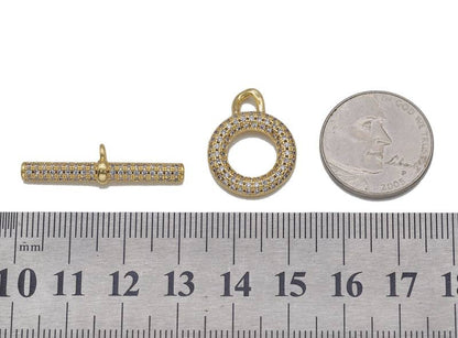 Gold CZ Round Bar Clasp, Sku#LD333