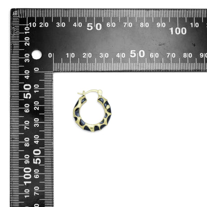 Black Enamel Round Hoop Earrings, Sku#A298