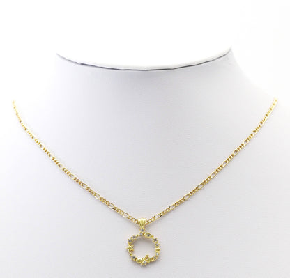CZ Gold Star Shell Heart Circle Charm, Sku#LK767