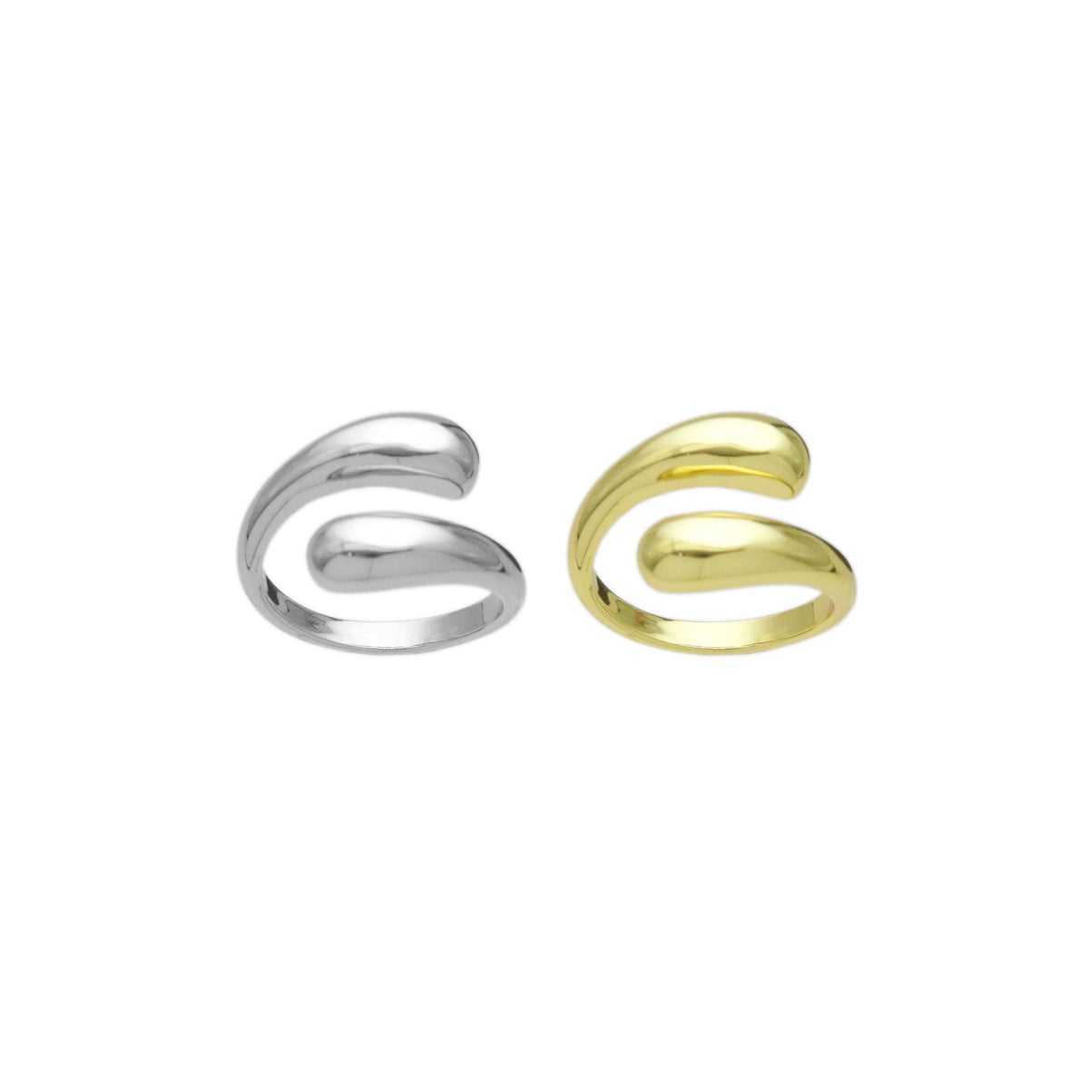 Plain Gold Silver Wrap Adjustable Ring, Sku#A195