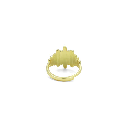 Gold Hammered Irregular Bar Statement Adjustable Ring, Sku#LD650