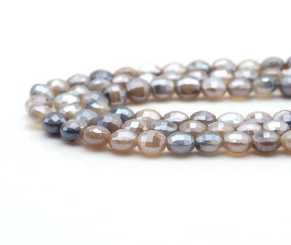 Mystic Double Sided Turtle Shell Cut Coin Gray Banded Agate, 8mm, Sku# UA297