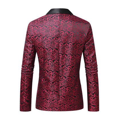 Mens Casual All Matching New Jacquard Blazer