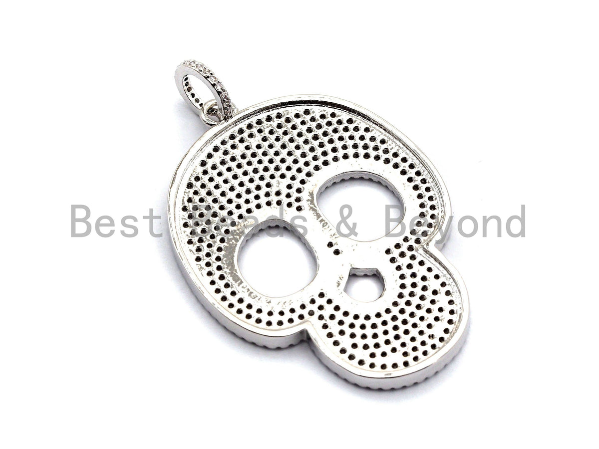 CZ Clear/Black Micro Pave Skull Pendant, CZ Pave Pendant, Go