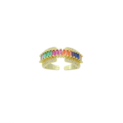 Colorful Baguette CZ Adjustable Ring, Sku#LD607