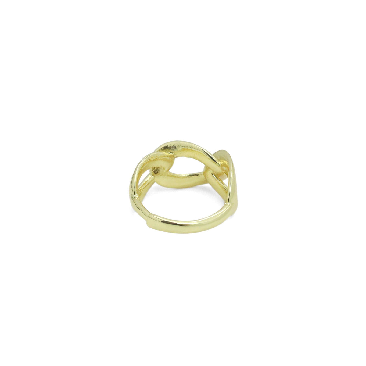 Plain Gold Silver Oval LInk Shape Adjustable Ring, Sku#A309