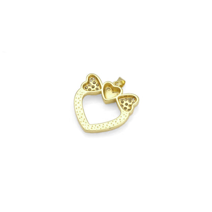 Gold CZ Bow Heart Pearl Around Charm, Sku#LK882