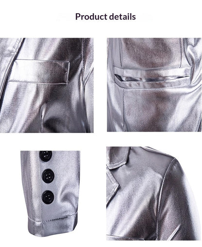 Gold-stamped High-gloss Suit Mens Jacket