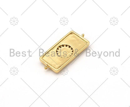 Turquoise Blue Enamel Evil Eye On Rectangle Shape Connector, 18K Gold Filled CZ Micro Pave Enamel Link,Enamel Jewelry,30x13mm,Sku#L596