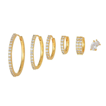 Multi Sets of Chic Star&Moon Earrings, 3-6pcs, 18k Gold Plated Stud Drop Hoop Huggie Cuff Chain, S925 Needle