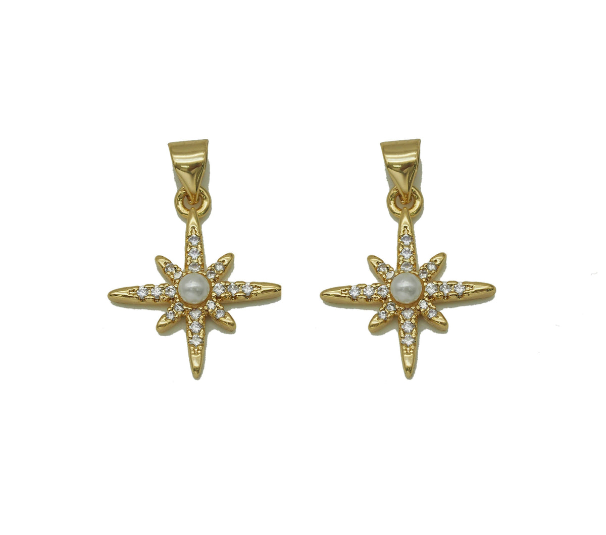 CZ Pearl North Star Charm, Sku#LD283c