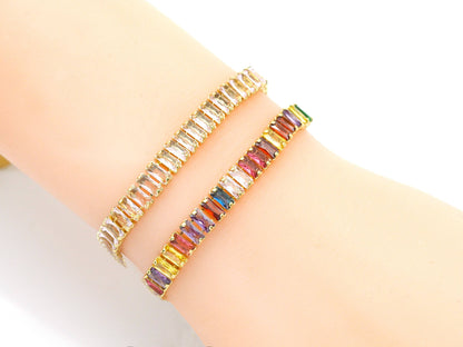 Baguette CZ  Bracelet,Sku#LD348