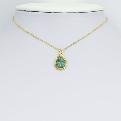 Colorful CZ Teardrop Shape Charm Pendant, Sku#LK1083
