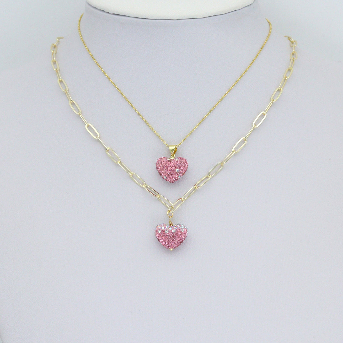 Pink Red White rhinestone Heart Charm Pendant,Sku#LD744