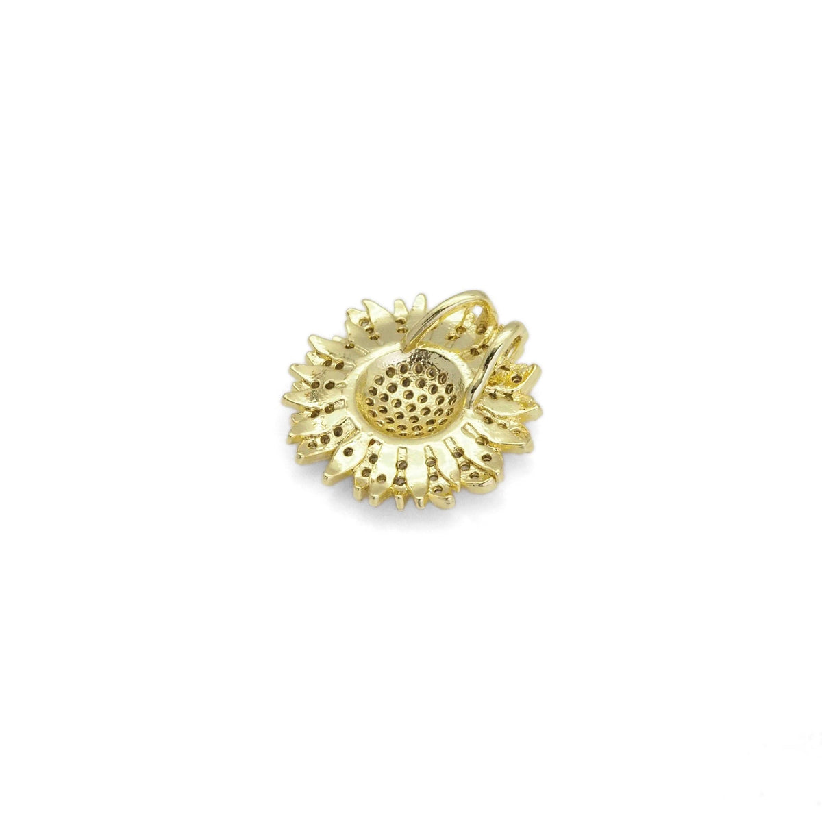 Gold CZ Sunflower Charm, Sku#LD424