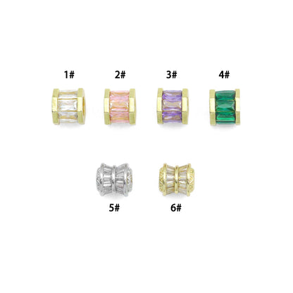 Baguette Colorful CZ Big hole Tube Spacer Beads,Sku#LD745