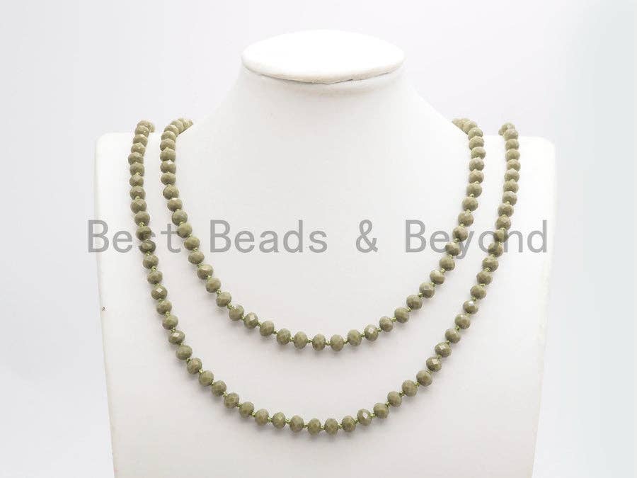 60 Extra Long Hand Knotted Crystal Necklace,Double Wrap Necklace, 5x8mm Rondelle Crystal Beads, SKU#D35